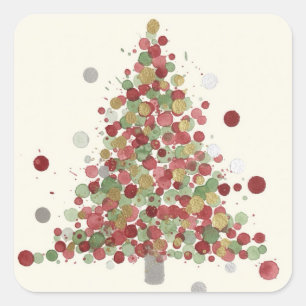Sticker Carré Joyeux Noël Arbre à pois