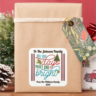 Sticker Carré Joyeux Noël avec décorations!