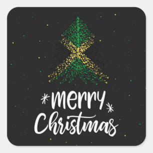 Sticker Carré Joyeux Noël avec drapeau jamaïcain