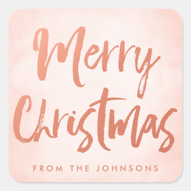 Sticker Carré Joyeux Noël Brossé Fêtes Personnalisées (Devant)