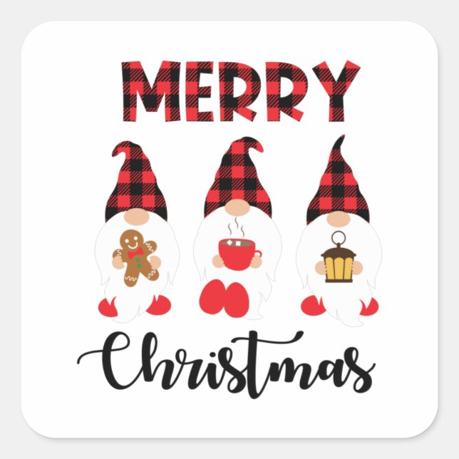 Sticker Carré Joyeux Noël - Buffalo nus plaid (Devant)