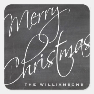 Sticker Carré Joyeux Noël Calligraphie Chalkboard personnalisé