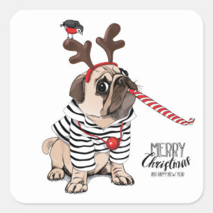 Sticker Carré Joyeux Noël Carlin Reinder