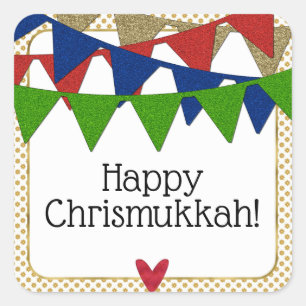 Sticker Carré Joyeux Noël Chrismukkah et Hanoukka