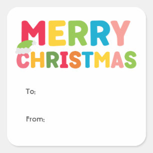 Sticker Carré Joyeux Noël coloré et lumineux à