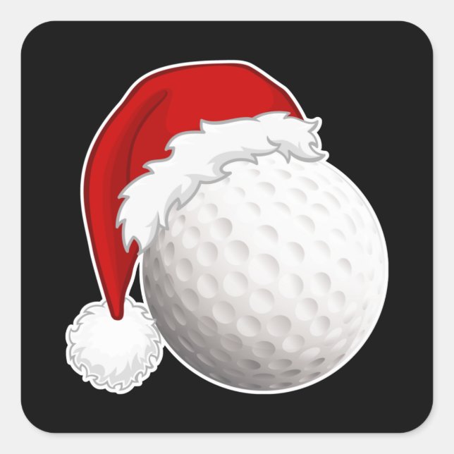 Sticker Carré Joyeux Noël cool Joueurs de golf Xmas (Devant)