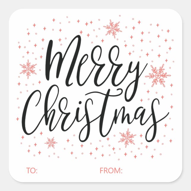 Sticker Carré Joyeux Noël Coral Noël Cadeau de Noël (Devant)