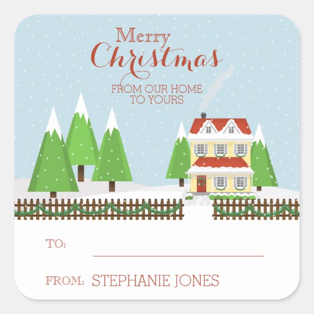Sticker Carré Joyeux Noël de chez nous à vos (Devant)