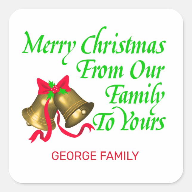 Sticker Carré Joyeux Noël de notre famille à vous (Devant)