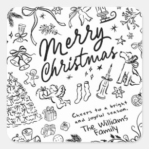 Sticker Carré Joyeux Noël dessiné à la main 