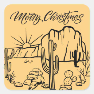 Sticker Carré Joyeux Noël du désert