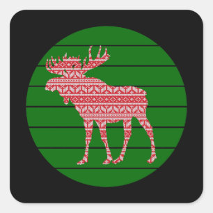 STICKER CARRÉ JOYEUX NOËL ÉLAN CERF