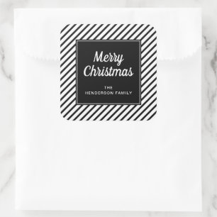 Sticker Carré Joyeux Noël En Grandes Blancs Et Noirs