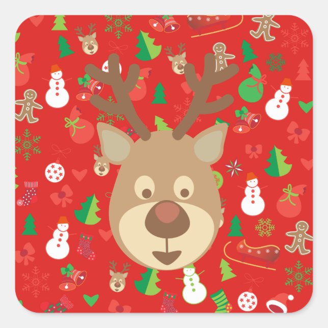 Sticker Carré Joyeux Noël et Bonne Année ! XMAS (Devant)