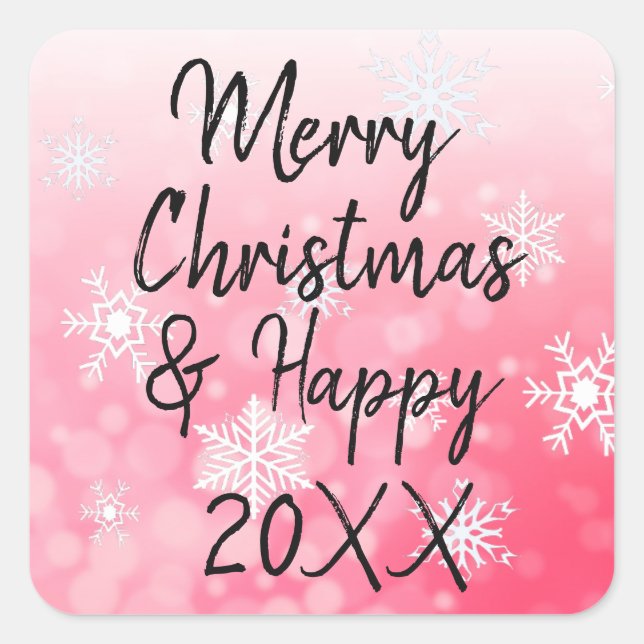 Sticker Carré Joyeux Noël et Bonne Carte de Vacances 2019 (Devant)