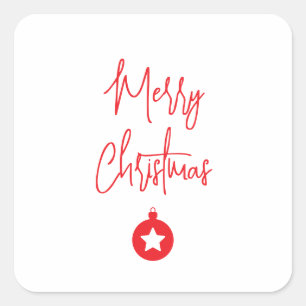 Sticker Carré Joyeux Noël Famille Message Nouvel An