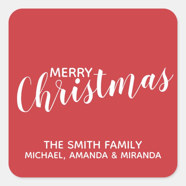 Sticker Carré 'Joyeux Noël' Festive Rouge (Devant)