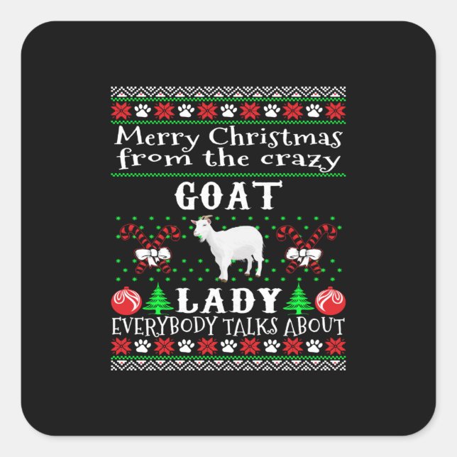Sticker Carré Joyeux Noël Goat Lady Vilain Cadeau (Devant)