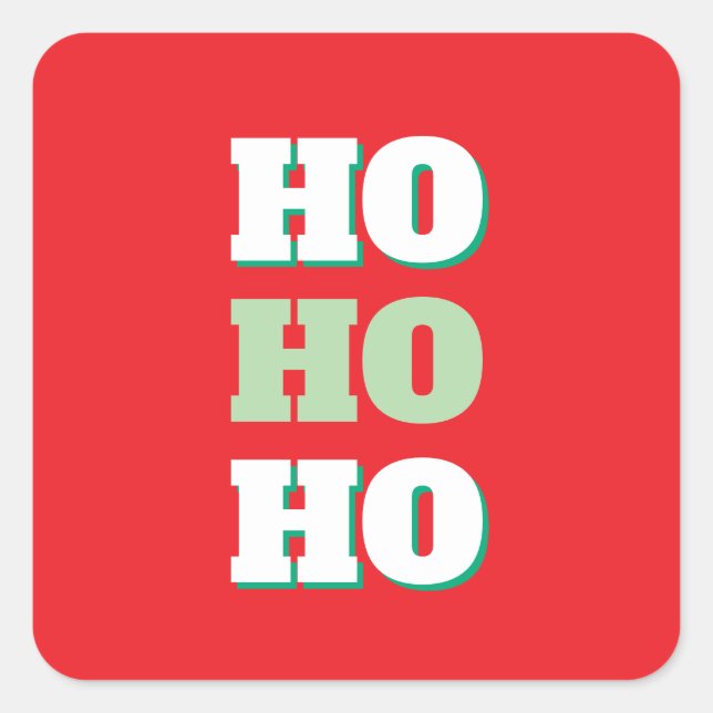 Sticker Carré Joyeux Noël HoHoHo fête minimaliste Plain (Devant)