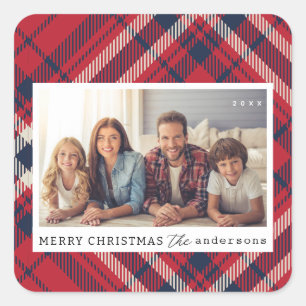 Sticker Carré Joyeux Noël Joyeux Noël personnalisé Photo de fami