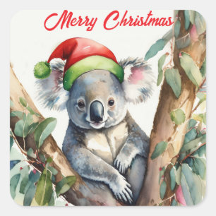 Sticker Carré Joyeux Noël Koala assis à Gumtree