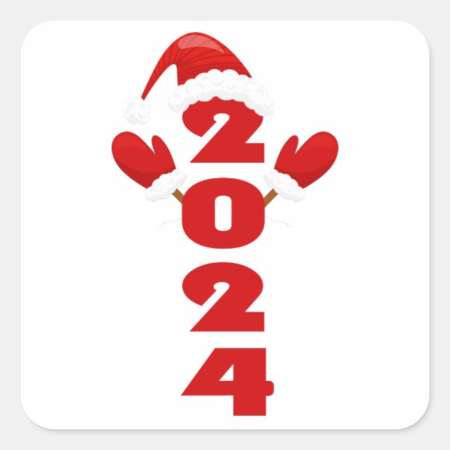 Sticker Carré Joyeux Noël, Noël 2024 cadeaux (Devant)
