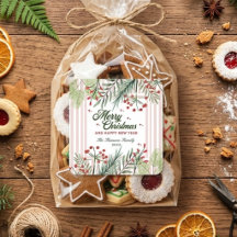 Joyeux Noël Nom de Famille Rose Élégant d'Hiver 