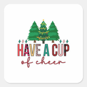 Sticker Carré Joyeux Noël Ont Une Coupe De Soirée