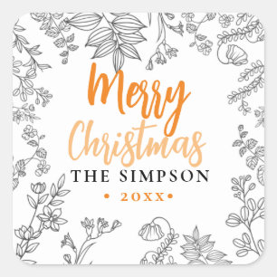 Sticker Carré Joyeux Noël Or Script Moderne