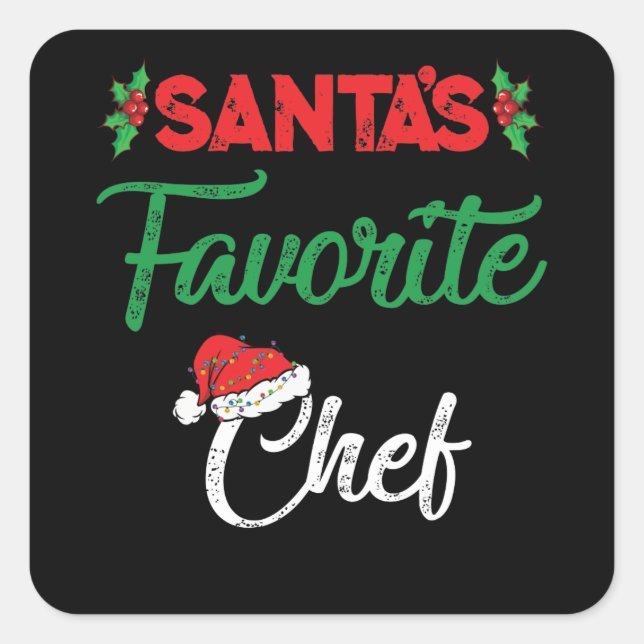 Sticker Carré Joyeux Noël Père Noël Favori Chef Noël (Devant)