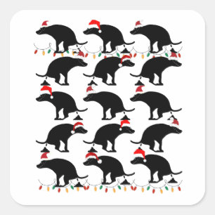 Sticker Carré Joyeux Noël Pooping Chiens Gag