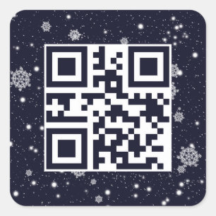 Sticker Carré Joyeux Noël QR Code dans les flocons de neige