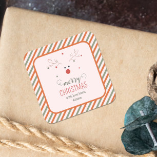 Sticker Carré Joyeux Noël rose