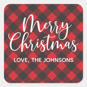 Sticker Carré Joyeux Noël rouge