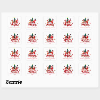Sticker Carré Joyeux Noël simple et rouge
