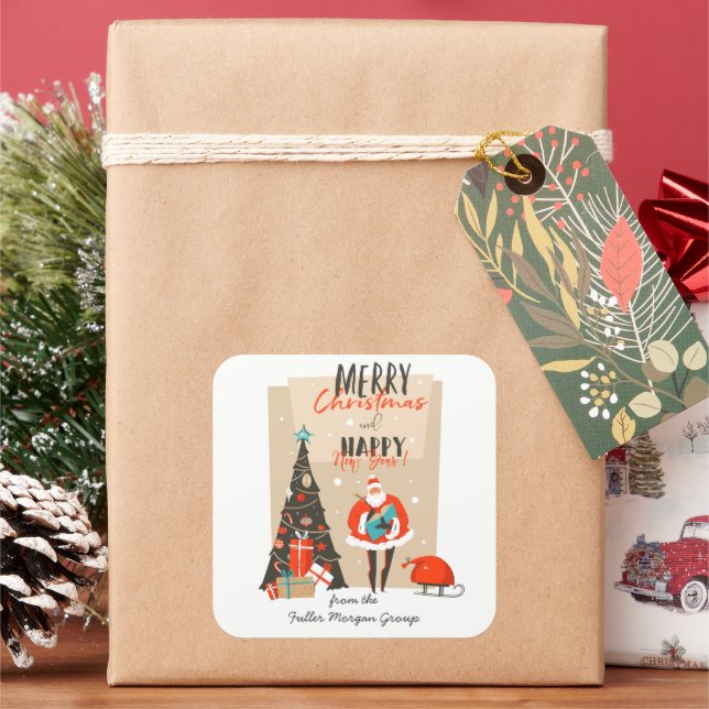 Sticker Carré Joyeux Noël | Vacances Modernes Du Milieu Du Siècl (vacances)