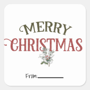 Sticker Carré Joyeux Noël vintage Type de vacances