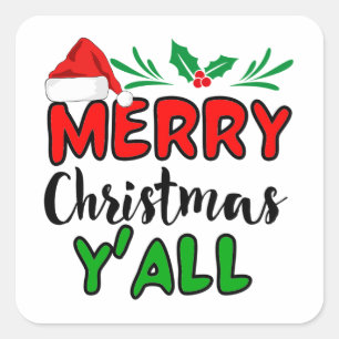 Sticker Carré Joyeux Noël Y'all
