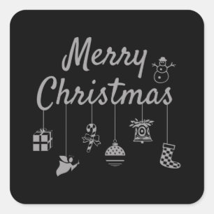 Sticker Carré Joyeux ornements de Noël