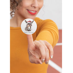 Sticker Carré Joyeux petit âne de Noël, coutume