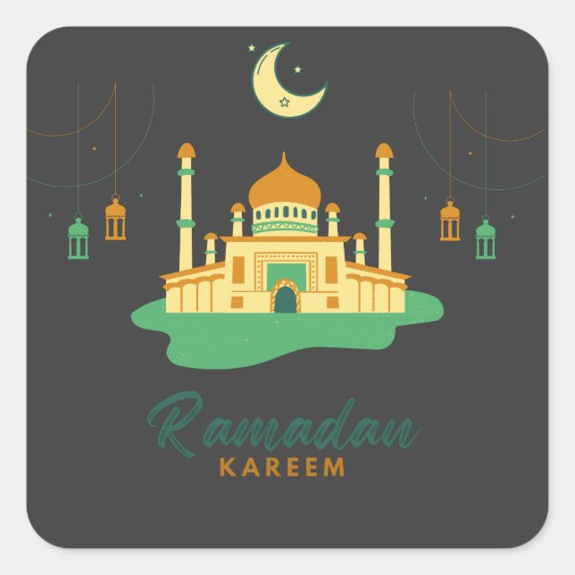 Sticker Carré Joyeux Ramadan Kareem Et Aïd Moubarak 2022 (Devant)
