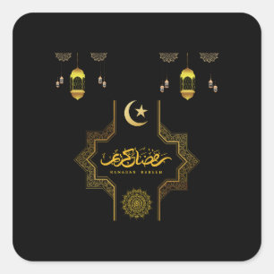 Sticker Carré Joyeux Ramadan Kareem - Souhaits de l'Aïd Moubarak