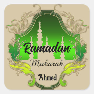 Sticker Carré Joyeux Ramadan Moubarak Kareem personnalisé 2024