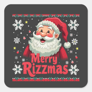 Sticker Carré Joyeux Rizzmas Santa Rizz Noël drôle Rizzler