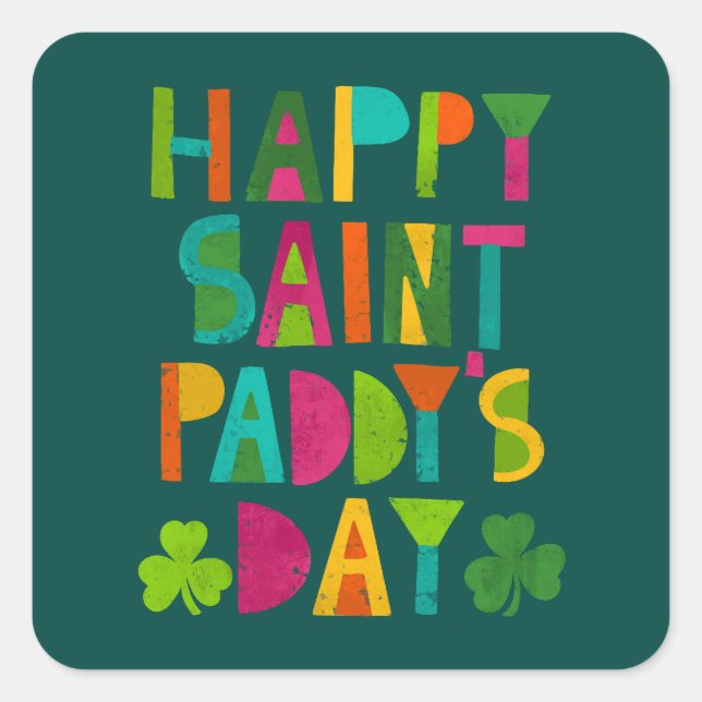 Sticker Carré Joyeux Saint Paddy's Day brillant et moderne (Devant)