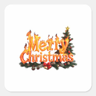 Sticker Carré Joyeux sapin de Noël