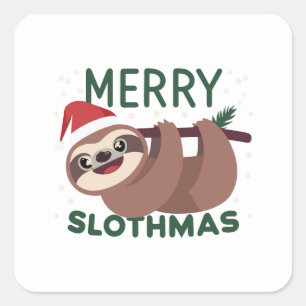 Sticker Carré Joyeux Slothmas Funny Lazy Animal