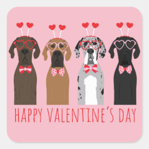 Sticker Carré Joyeux Valentines Day Chiens de Danse