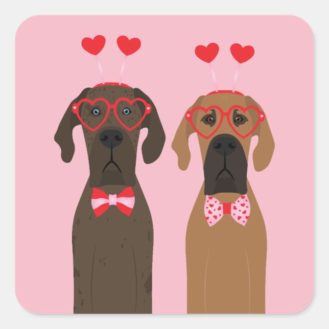 Sticker Carré Joyeux Valentines Day Chiens de Danse (Devant)