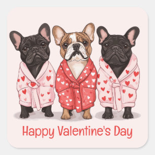 Sticker Carré Joyeux Valentines Day French Bulldog
